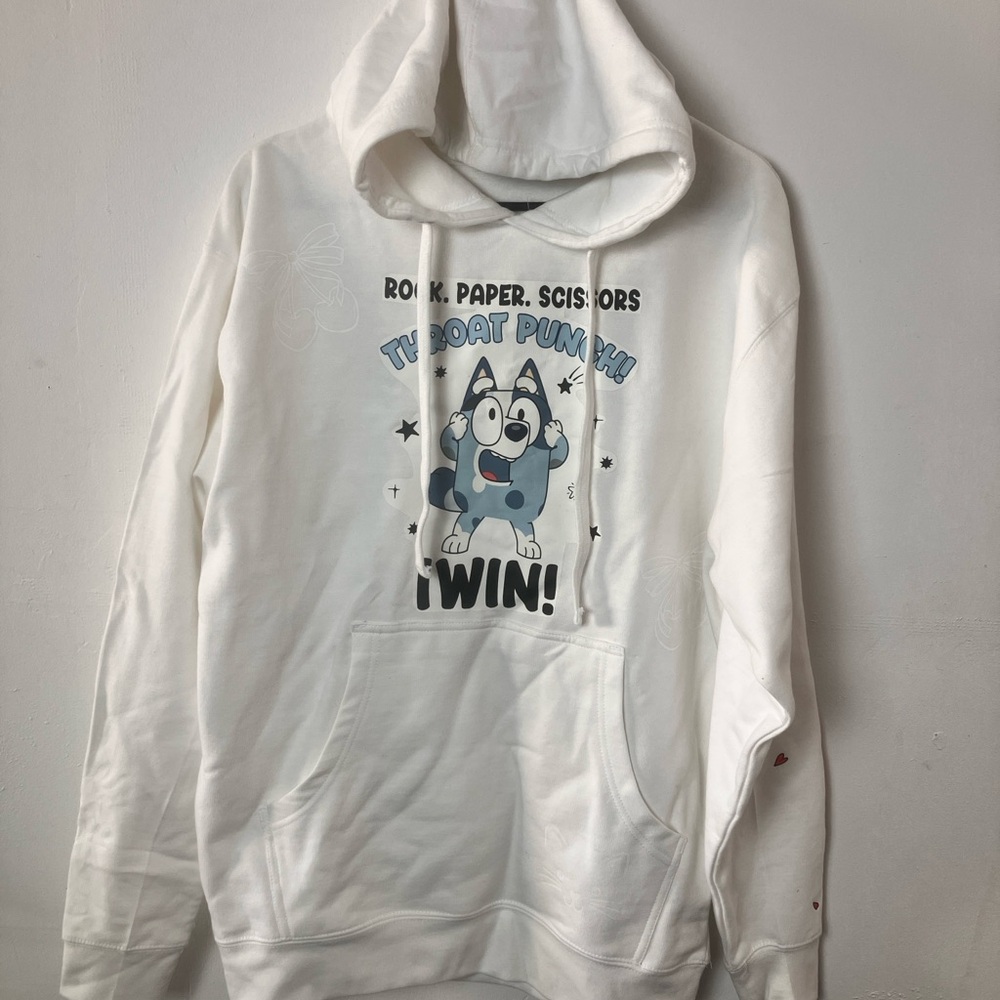 NWOT White Hoodie Featuring Muffin